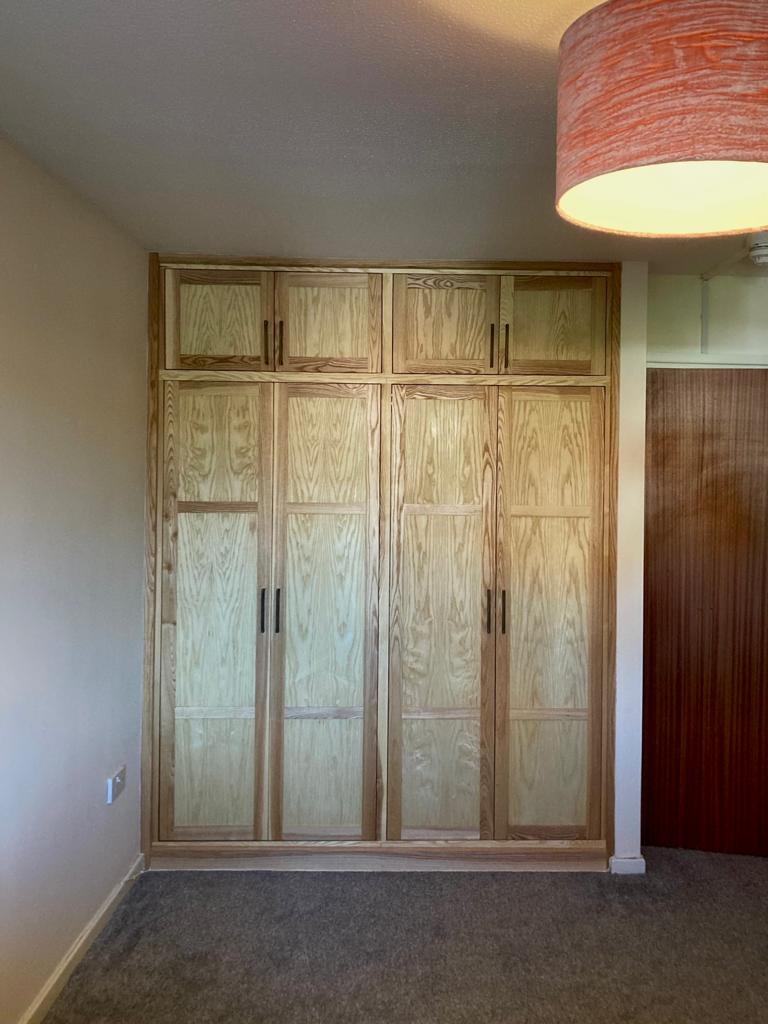 Shaker Sytle bespoke fitted wardrobe instaleed in customers home by leeds bespoke joinery